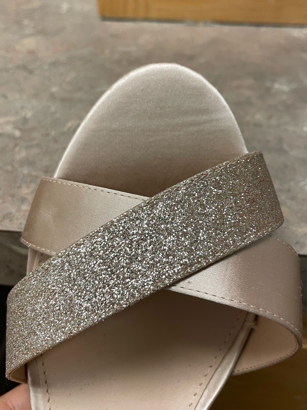 Nina New York Venus Crisscross Pearl Rose Glitter Ankle-Strap Heels size 10 - Picture 4 of 8
